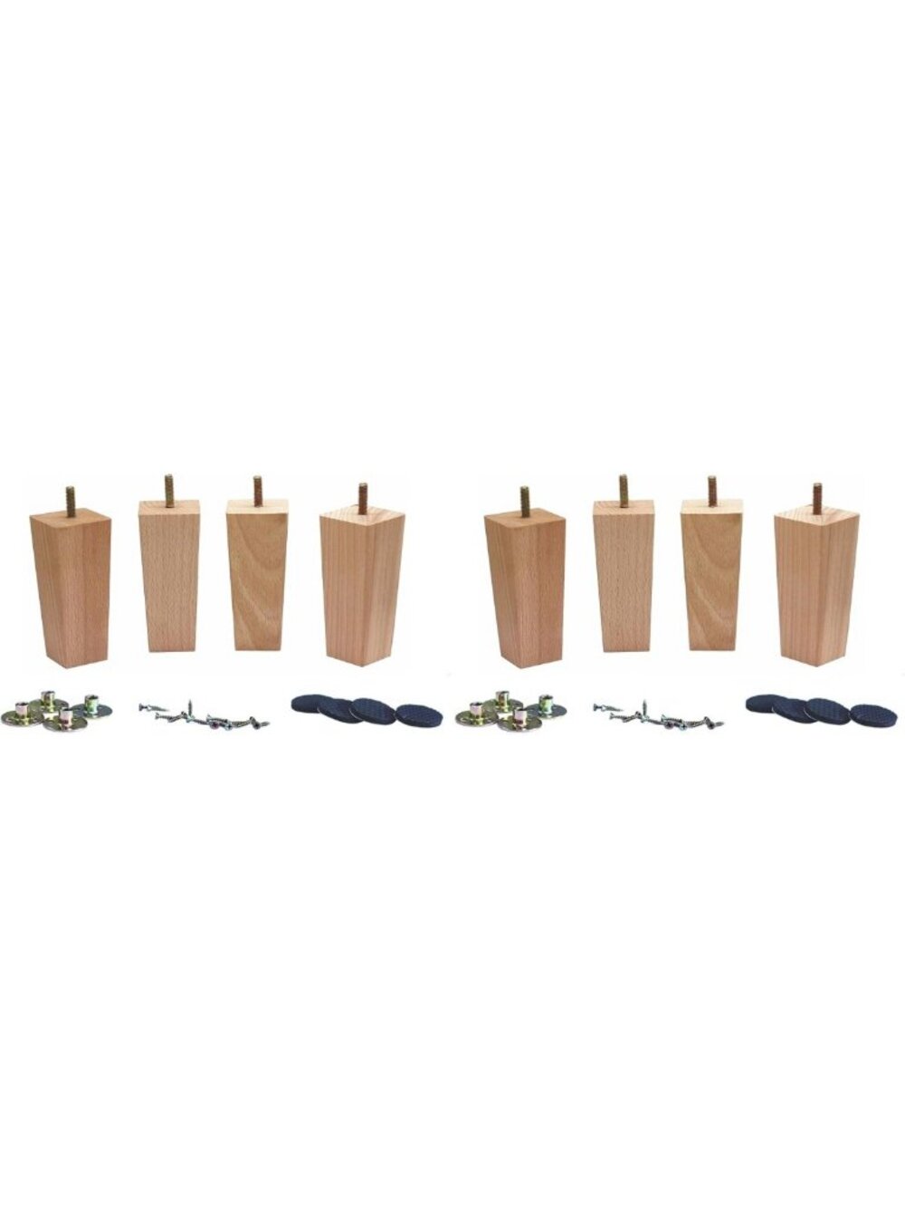 Set of 4 Tapered Solid Beech Wood Sofa Couch Legs - 5.5 Inch Furniture Upgrade